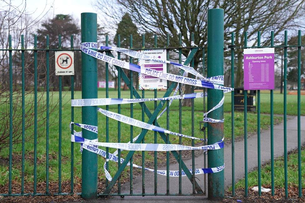 Police tape at Ashburton Park