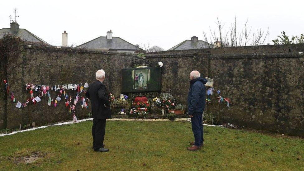 Tuam home survivors visiting a shrine for the Tuam babies last year