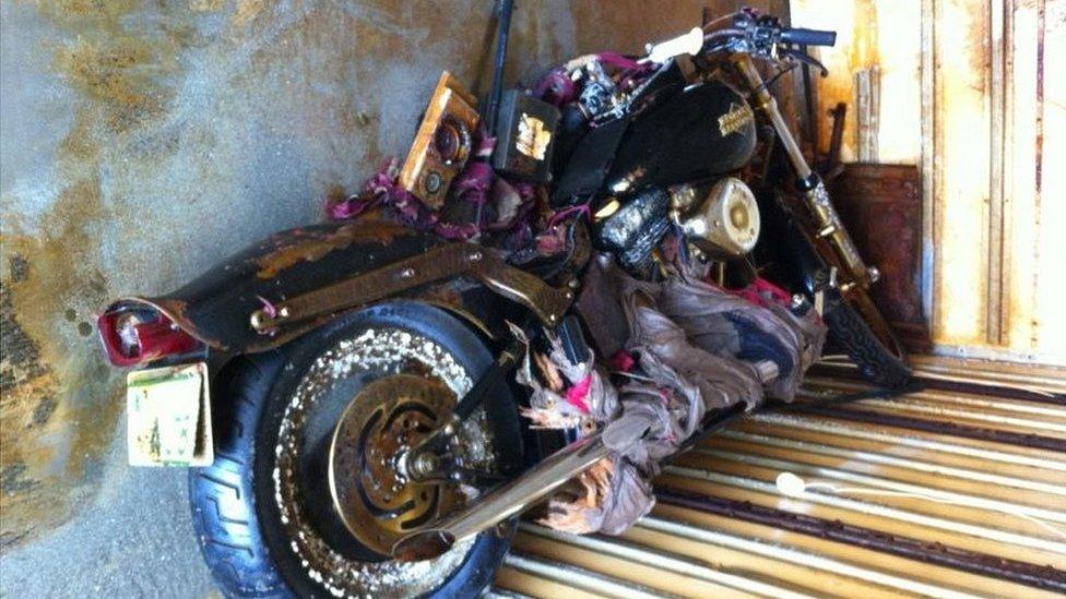 Harley-Davidson motorcycle in a foam-lined container on Graham Island