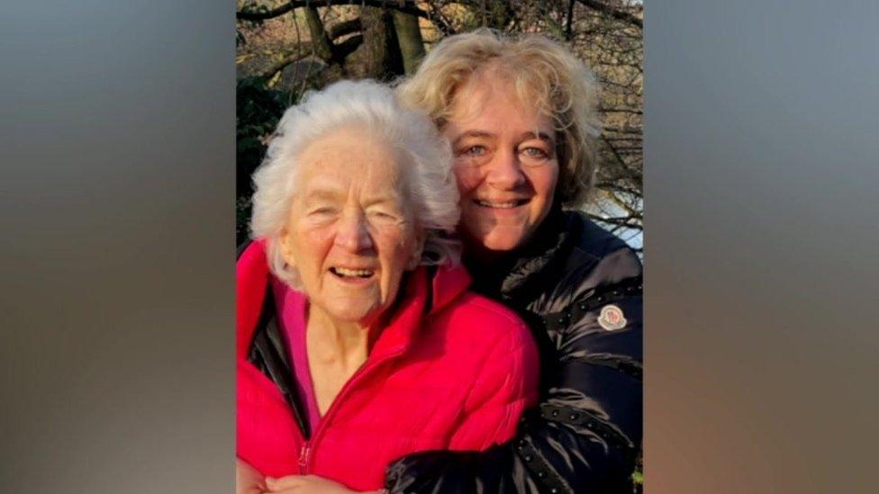 Hazel Leech hugging her mother Barbara Skinner