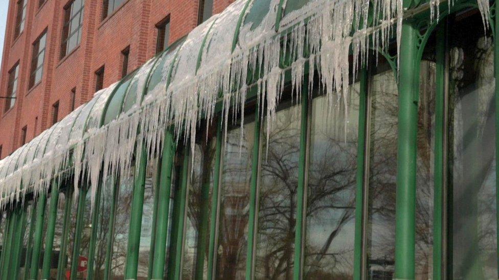 Icicles seen in Minneapolis.