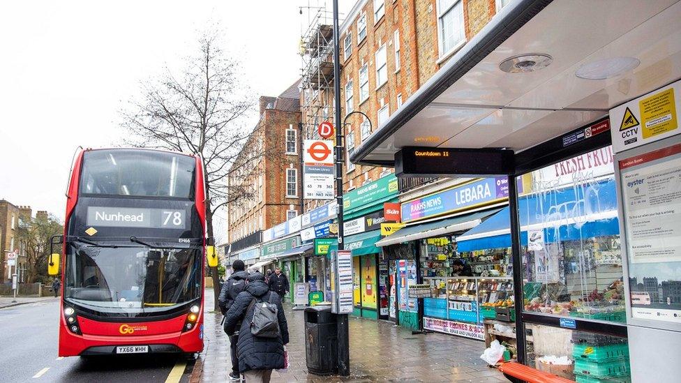 Peckham Library's bus stop