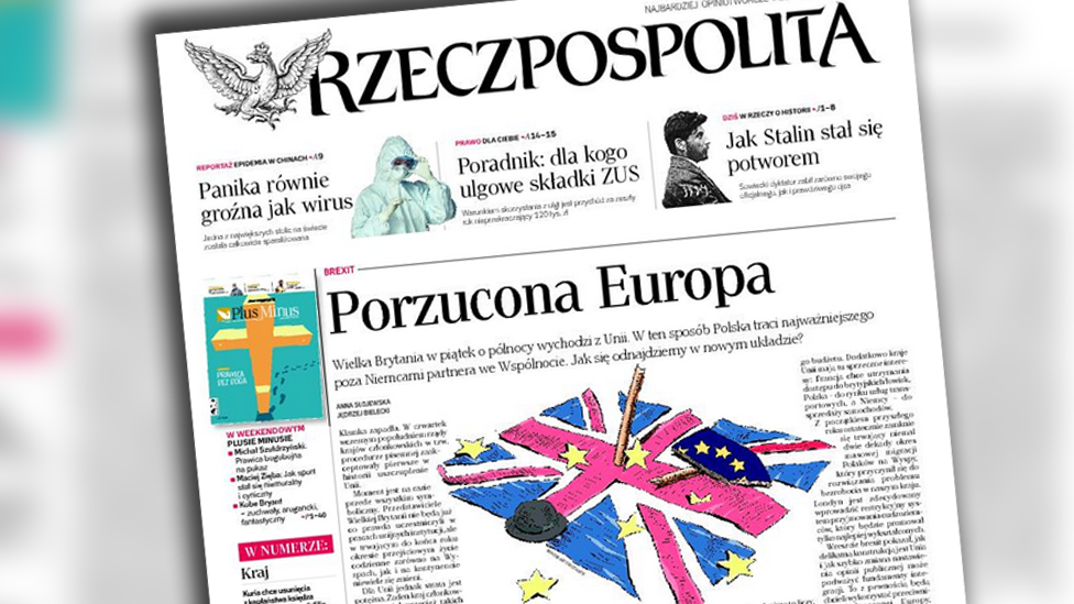 Front page of the Rzeczpospolita newspaper