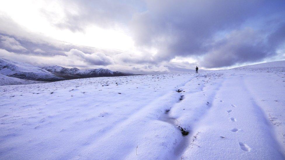 Snowy Carneddau mountains