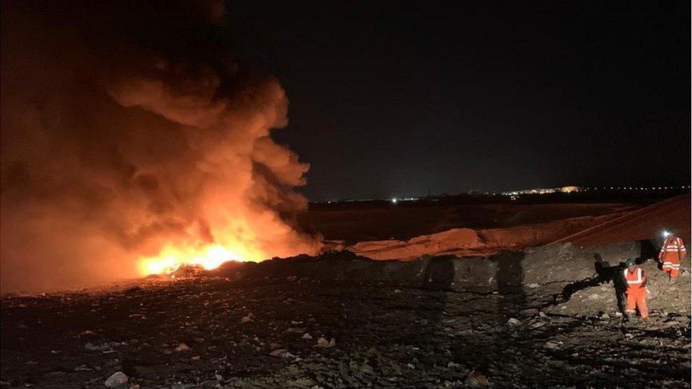 Fire at a landfill site