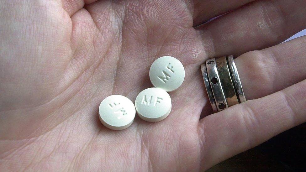 Mifepristone, the first of two drugs typically prescribed for a medication abortion