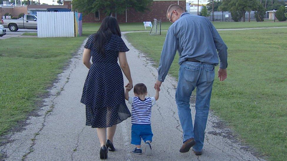 Rich and Mercedes Cushworth with baby Moses (May 2016)