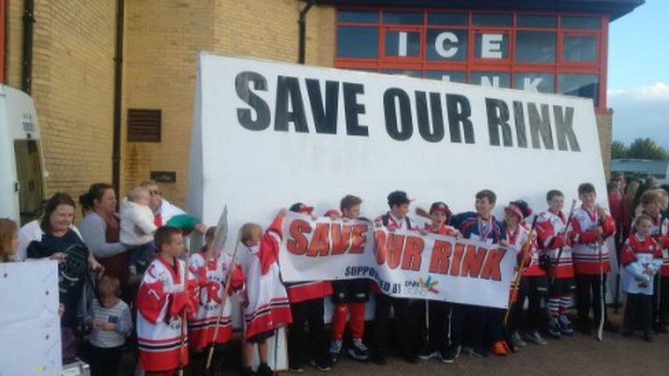 Protestors outside Ryde Arena