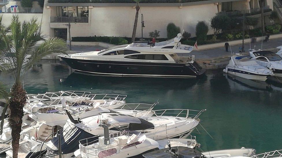 Yacht docked at a the Portomaso port in St Julian's, Malta, November 20, 2019