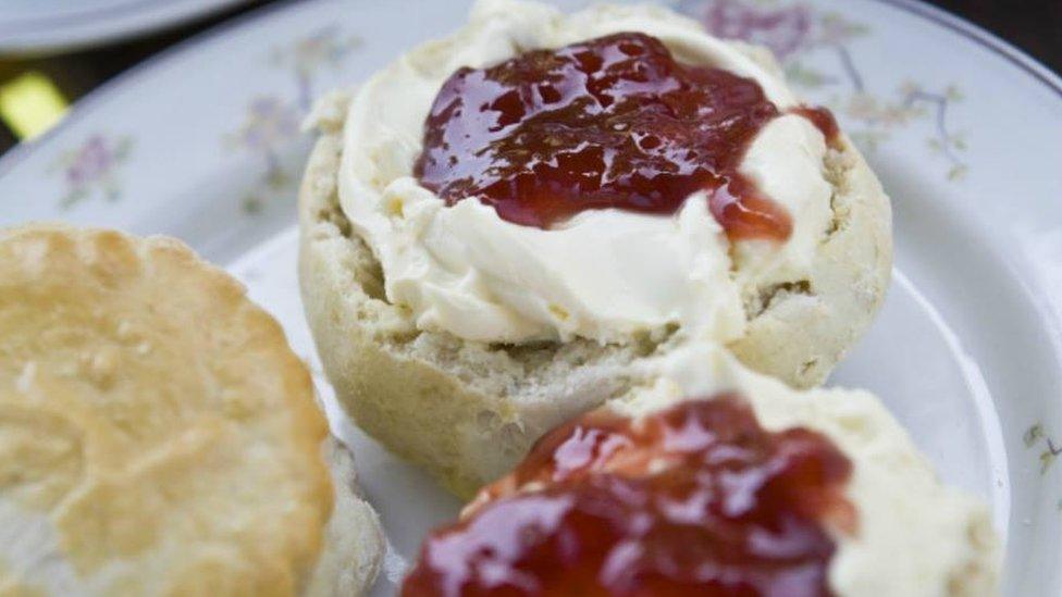 Cream tea with cream on first