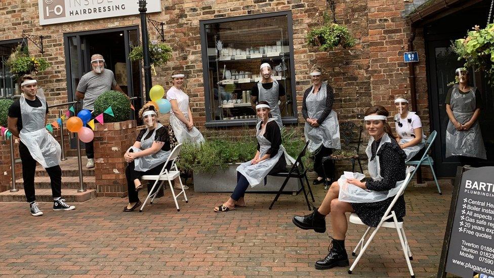 Staff at Combers Inside-Out hairdressing salon in Taunton