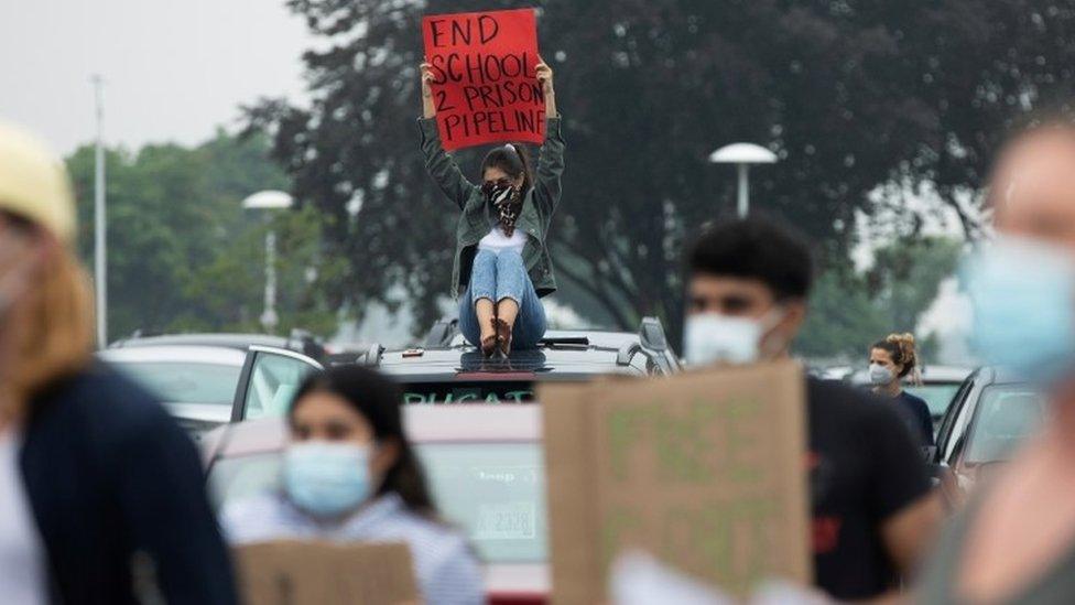 Protest in support of Grace in front of Oaklands County Court in Michigan on 16 July 2020