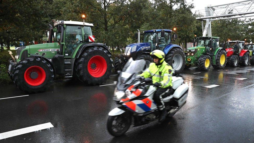 Farmers protest with their tractors during a national protest at the Malieveld in The Hague on 1 October