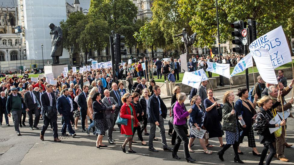 Head teachers protesting