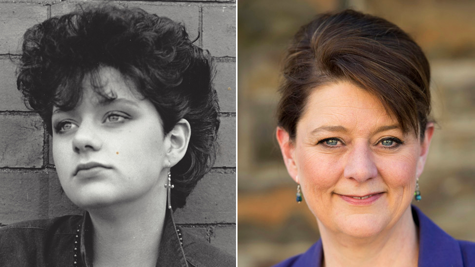 Leanne Wood as a teenager and as an adult