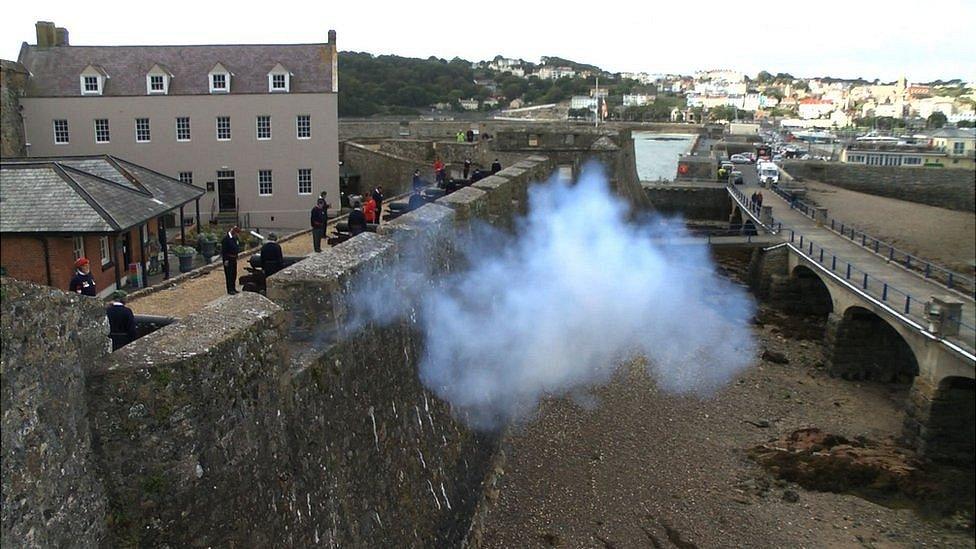 Gun salute at Castle Cornet