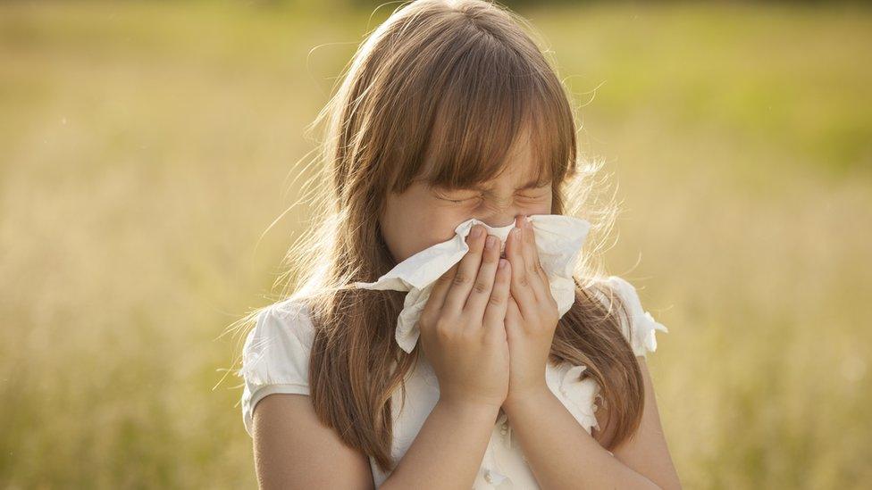 Girl sneezing