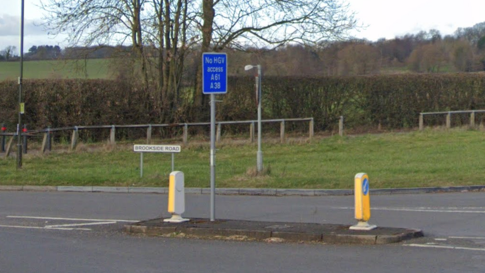 Junction of Brookside Road and the A608 at Breadsall