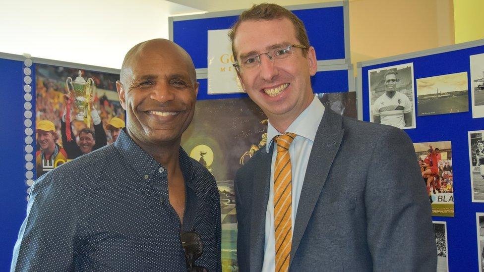 Luther Blissett with mayor of Watford