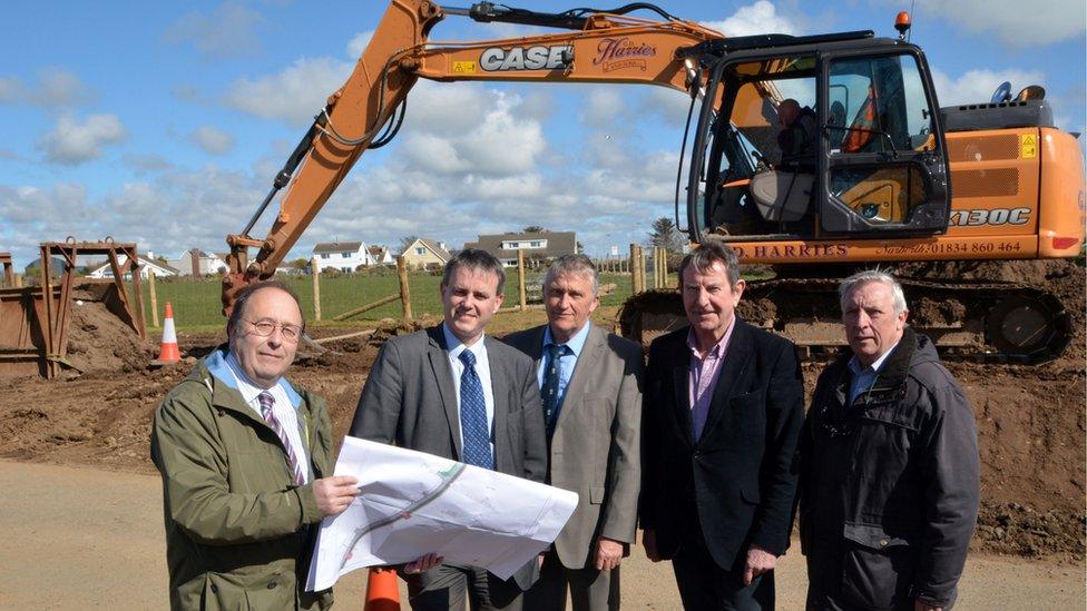 Construction work on the new roundabout in St Davids