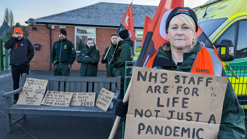 People striking in Shrewsbury