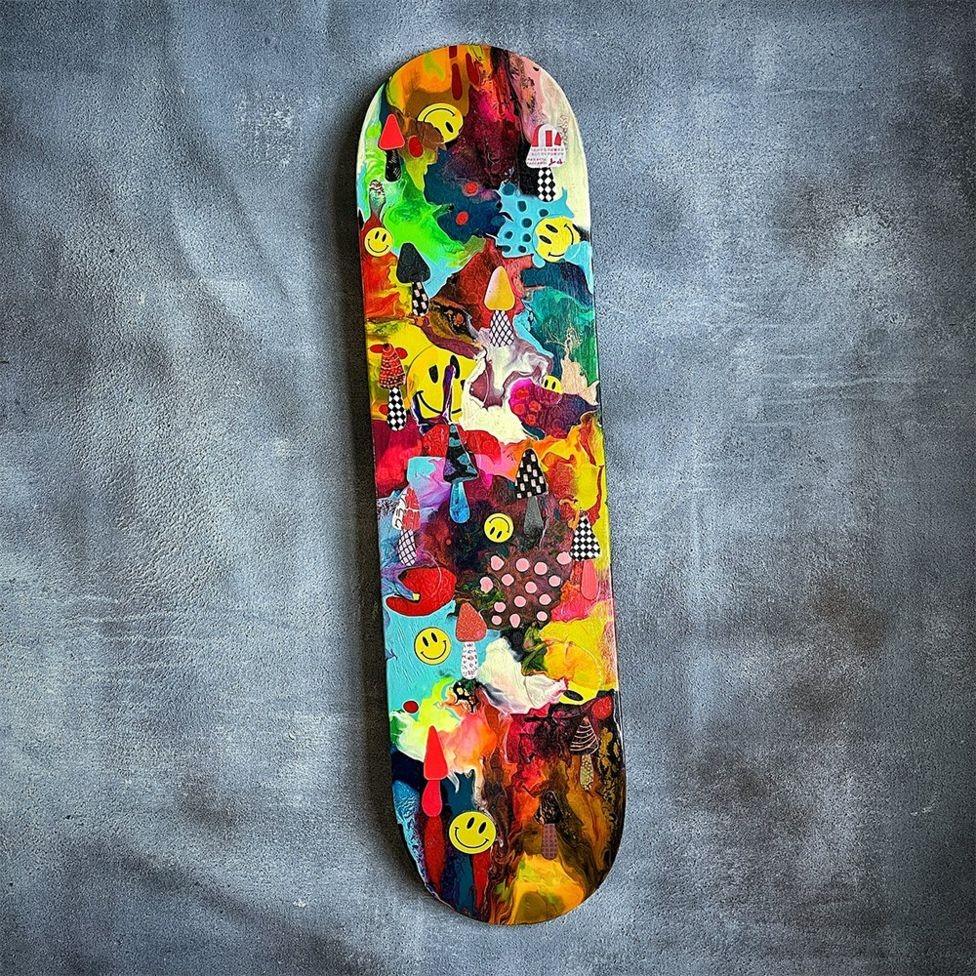 Painted skateboard