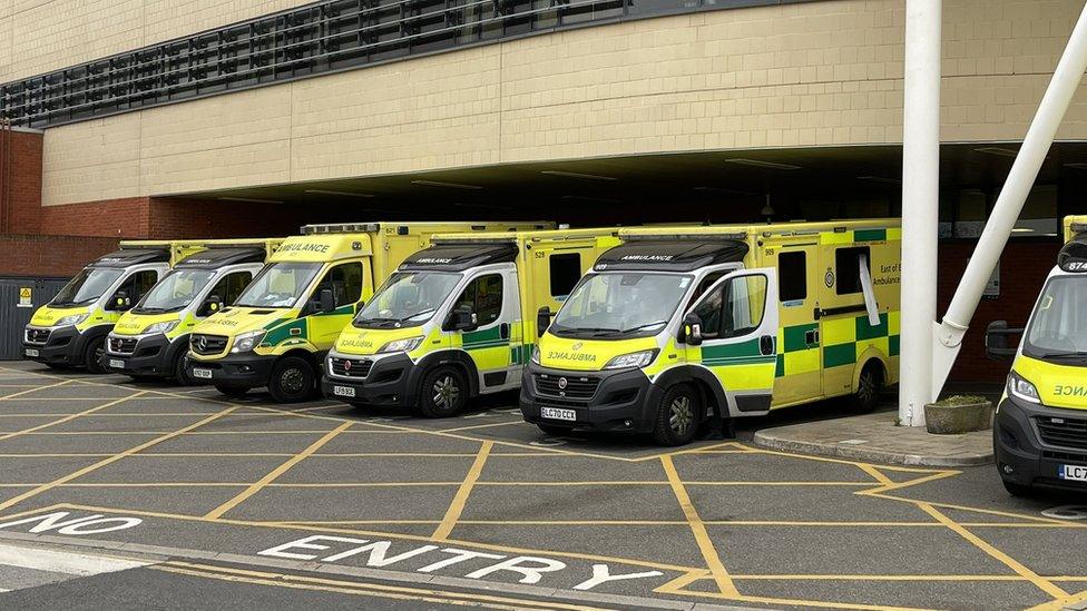 Ambulances queuing outside Ipswich Hospital