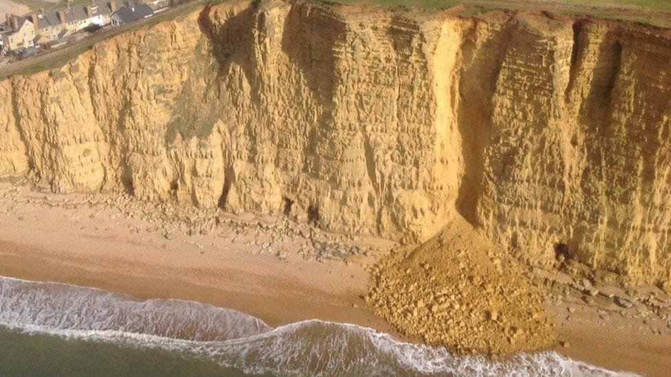 View of landslip from police helicopter