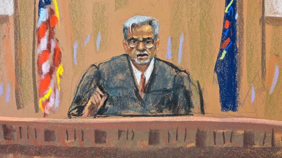 File image of a court sketch of Justice Juan Merchan