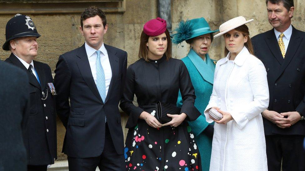 Members of the royal family at St George's Chapel for Easter 2018