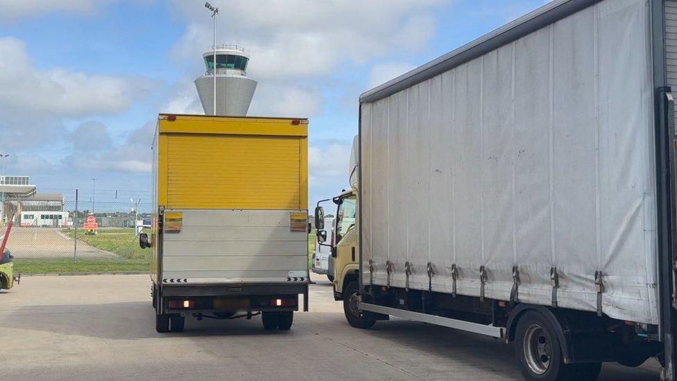 Van reversing at Jersey Airport