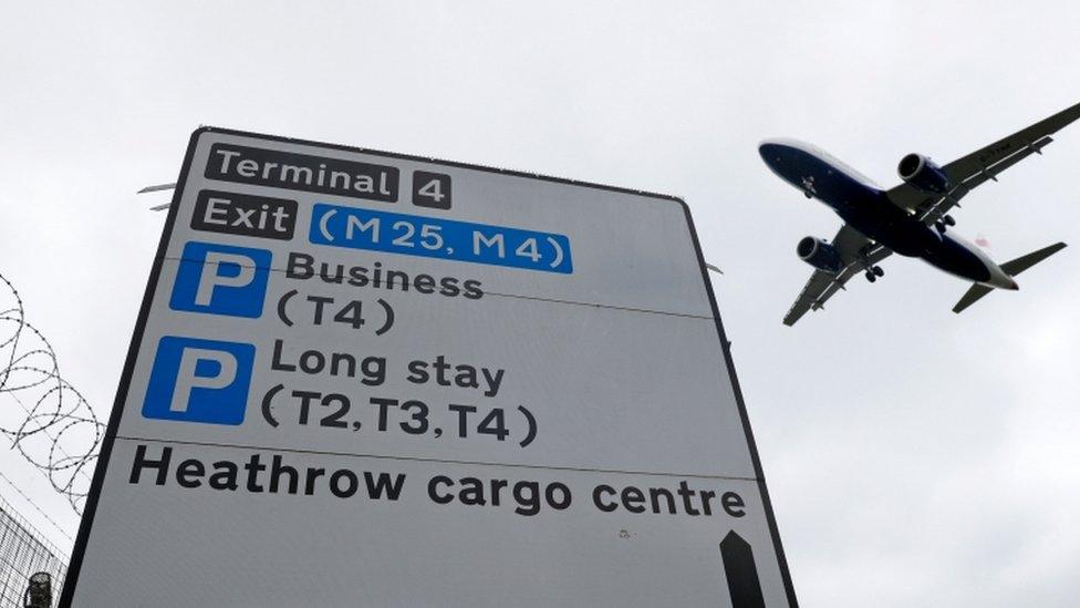 A British Airways plane flying near Heathrow