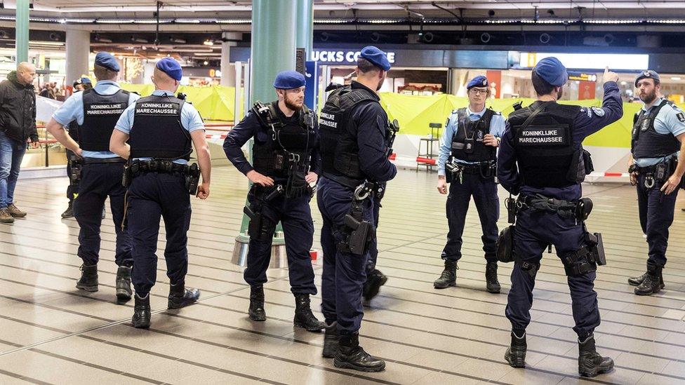 A view inside Schiphol Airport after a man wielding a knife was shot by military police, Amsterdam, Netherlands, 15 December 2017.