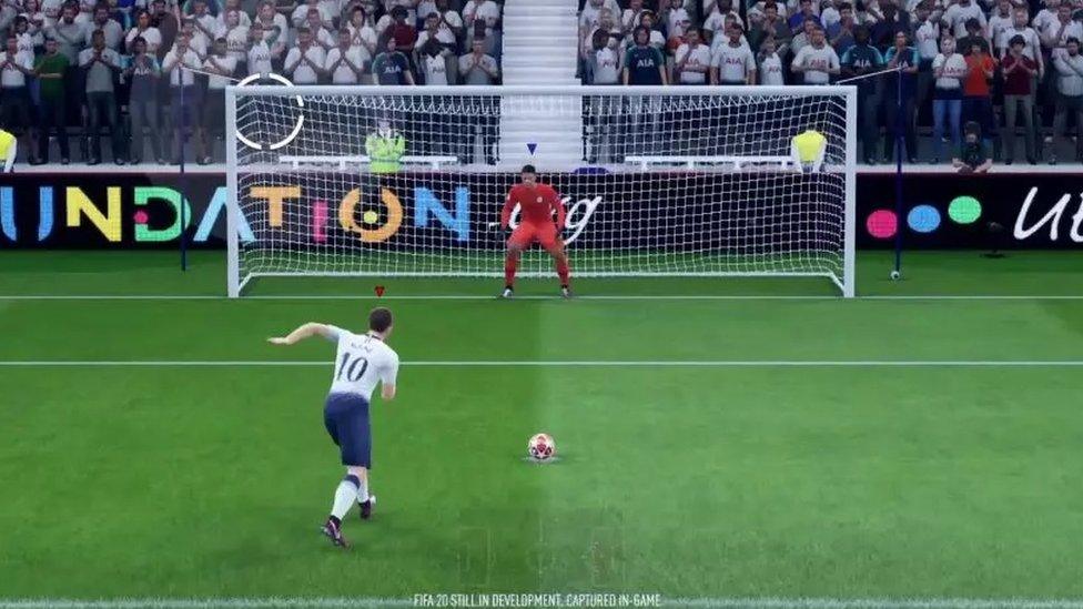 Eriksen taking a penalty on FIFA20