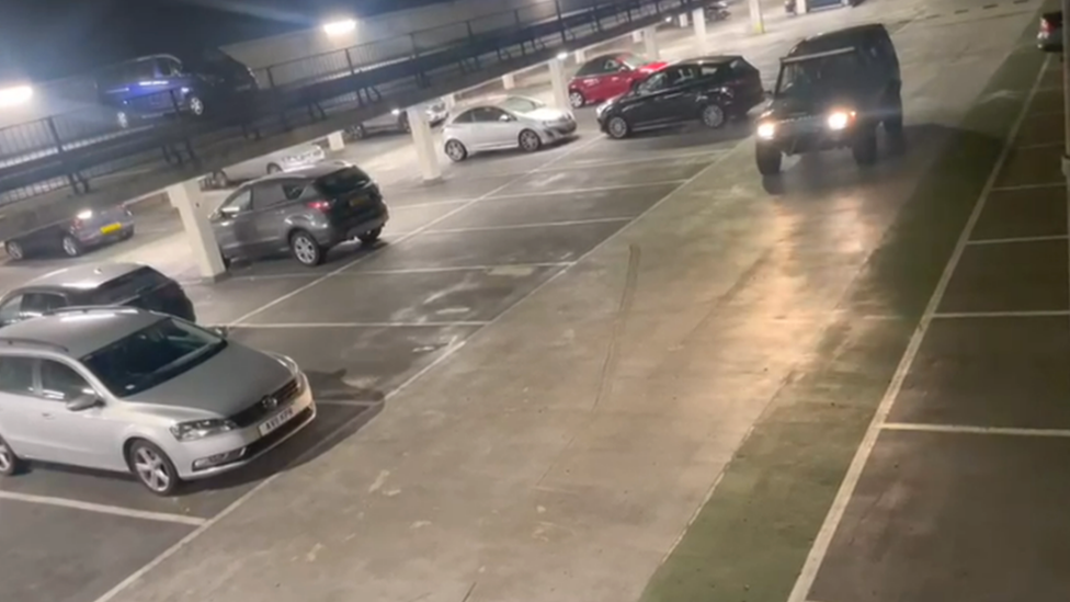 St Mary's car park in Colchester at night