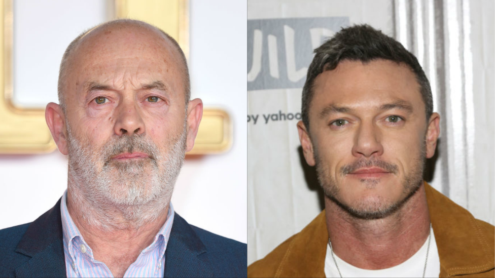 Yr actorion Keith Allen a Luke Evans