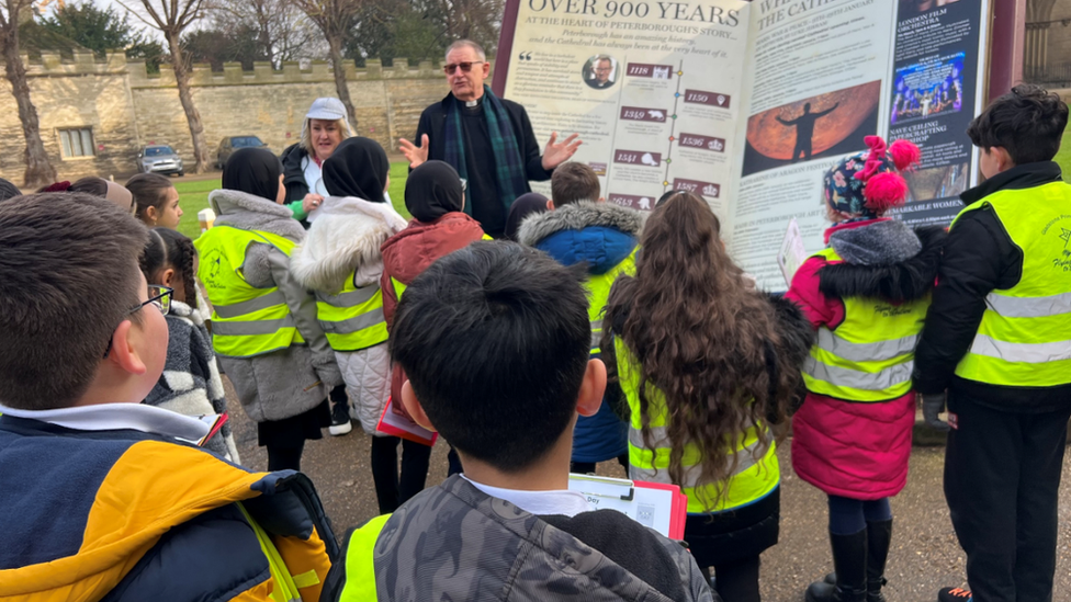 Children on a treasure hunt in Peterborough