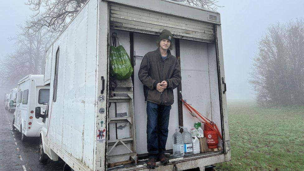 Joshua Lane with his van