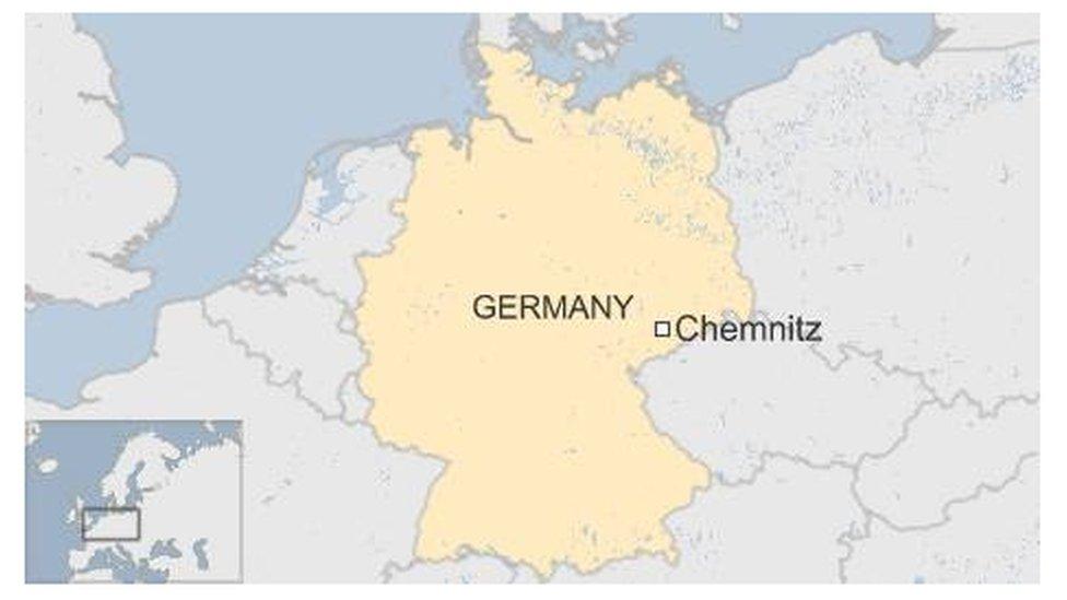 Map of Germany showing Chemnitz