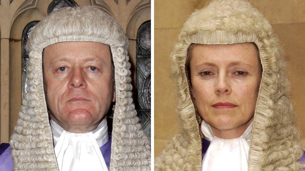 Judge Peter Nathan and Judge Sally Williams look at the camera in a composite image. They are wearing wigs