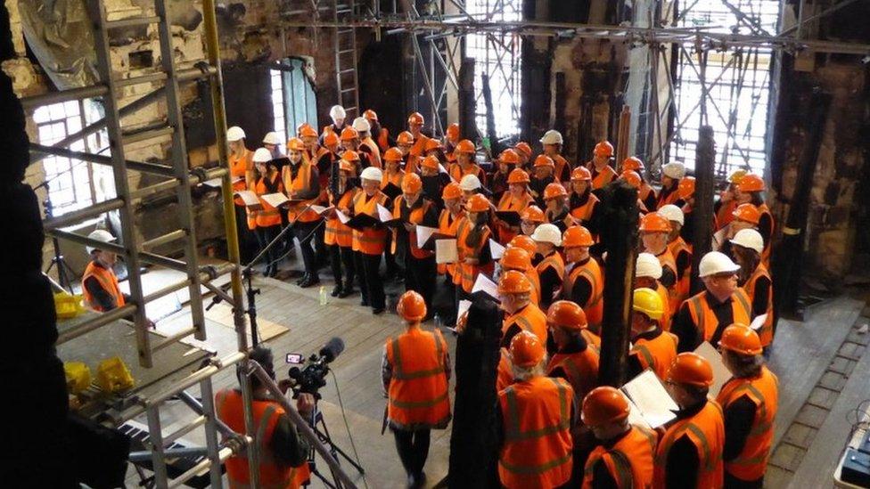 GSA choir inside the Mackintosh library