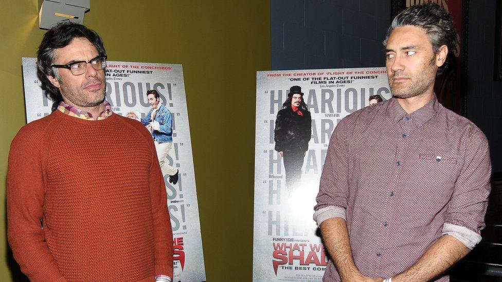 (left/right) Filmmaker/Actor Jemaine Clement and Taika Waititi attend a screening of "What We Do In The Shadows"