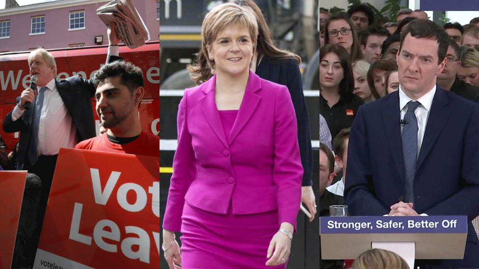 Boris Johnson, Nicola Sturgeon and George Osborne