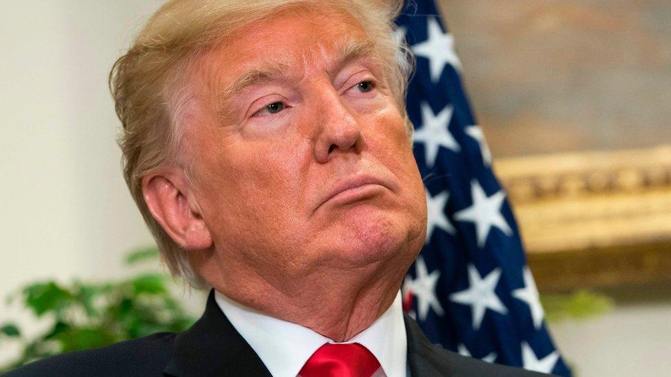 US President Donald Trump at a ceremony at the White House