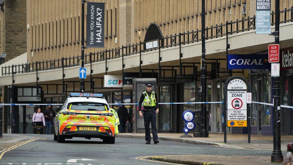 Police cordon near the scene in Commercial Street