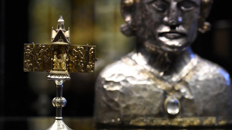 A retractable altar of the so-called Guelph Treasure, pictured at the Museum of Decorative Arts in Berlin.