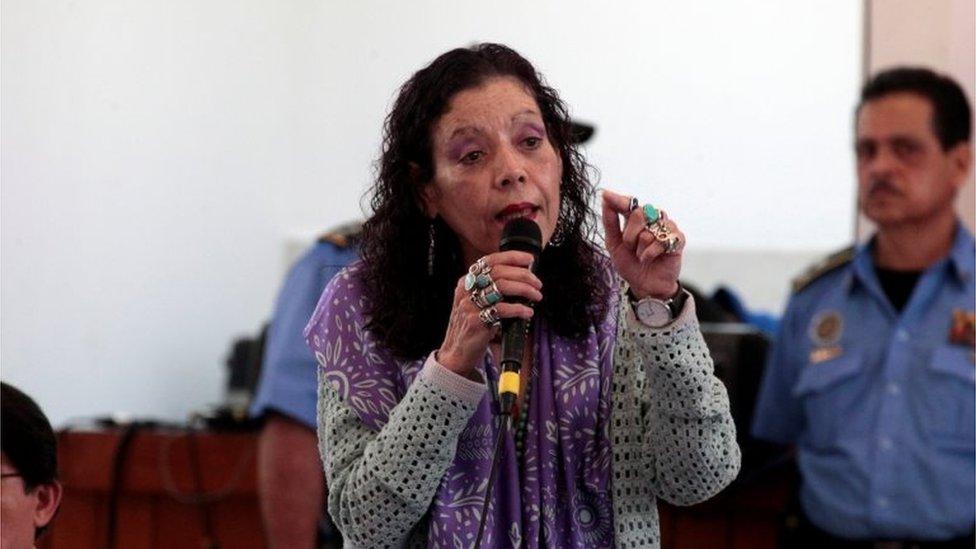 Vice-President Rosario Murillo speaks during first round of dialogue after a series of violent protests against government of President Daniel Ortega in Managua, Nicaragua May 16,2018.