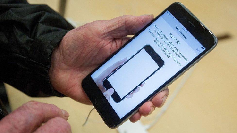 Apple iPhone displaying information about Touch ID