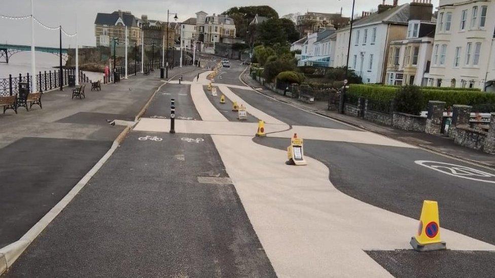 The new tarmac on Clevedon seafront