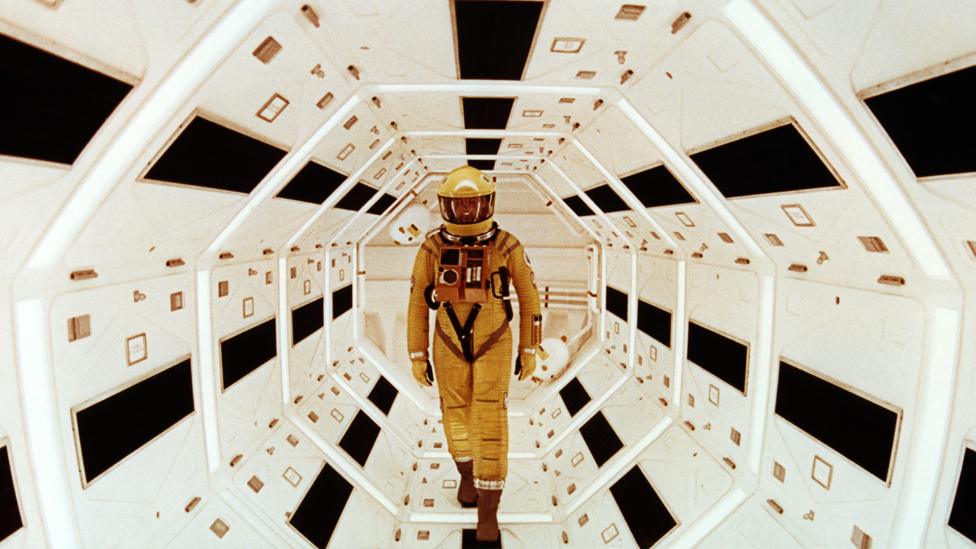 US actor Gary Lockwood on the set of 2001: A Space Odyssey, which was written and directed by Stanley Kubrick